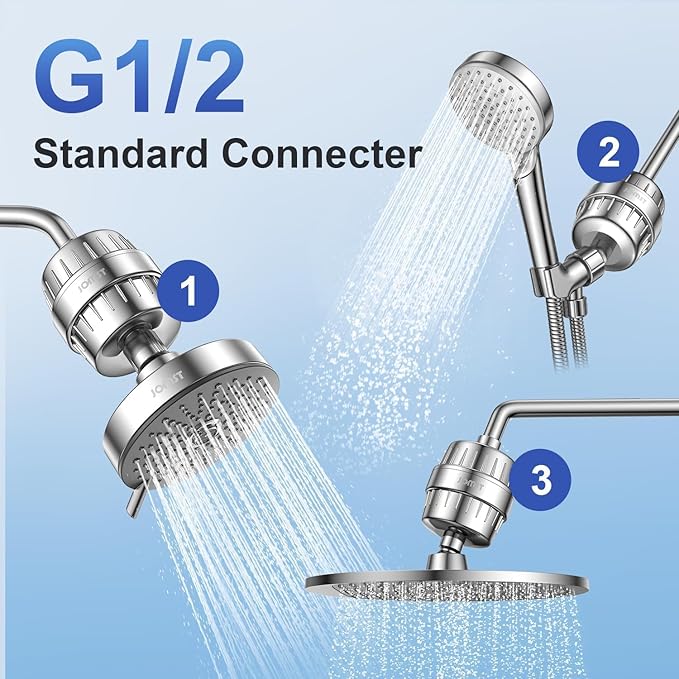 25 Plus Stages Shower Filter with 3 Cores - Maximize Shower Sediment Filtration & Reduce 97.45% Chlorine in Shower Water - For Softer Skin & Shinier Hair