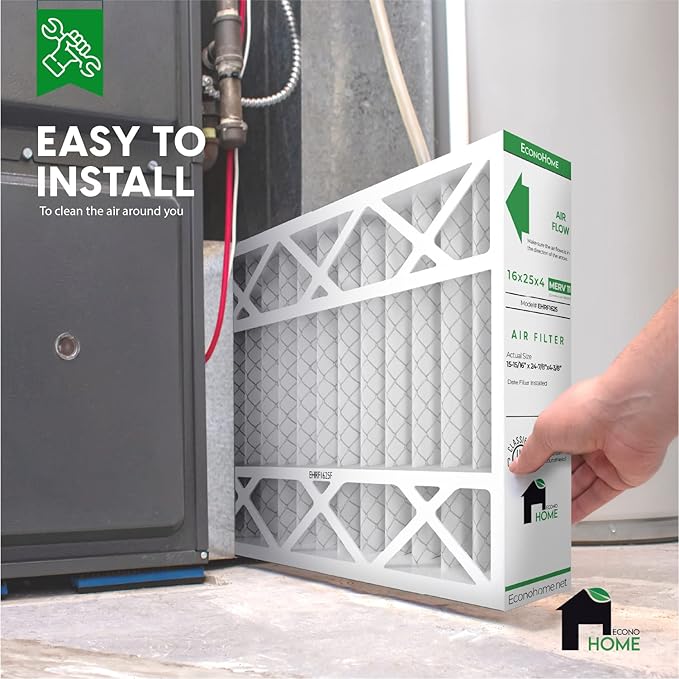 EconoHome 16x25x4 AC Furnace Pleated Air Filter MERV 11 Replacement – Allergen Defense, 4 Pack, Fits Lennox (X6670), Honeywell (FC100A1029) filters. (Actual size: 15.94 x 24.86 x 4.36 Inches)