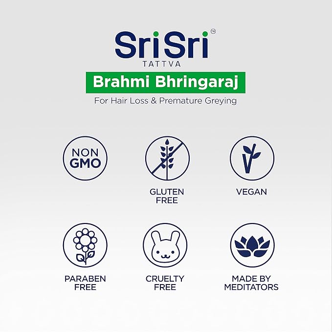 SRI SRI TATTVA Brahmi Bhringraj Hair Oil – Herbal Indian Coconut Scalp Treatment for Smooth, Healthy Hair Care – Ayurvedic Conditioning Mask with Natural Ingredients (6.76 fl oz)