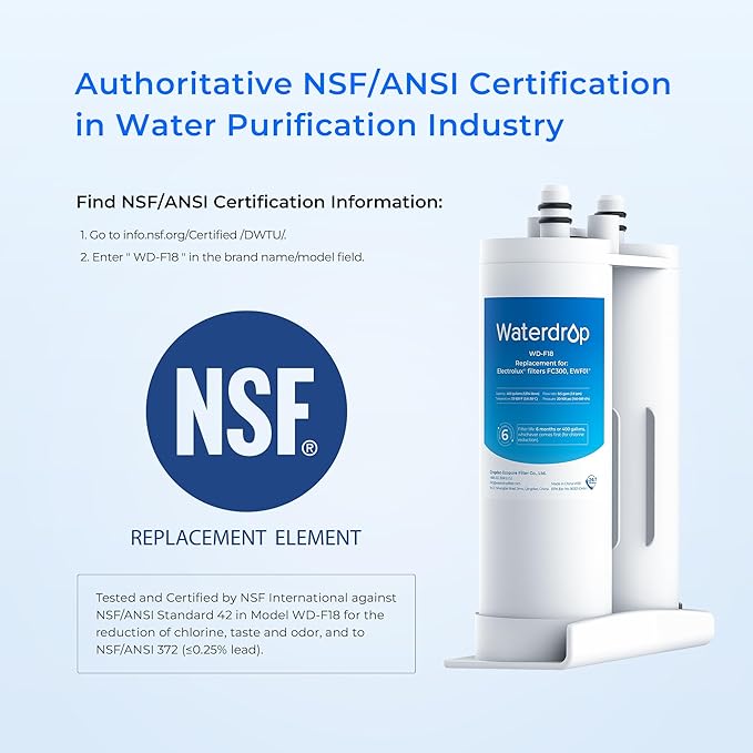 Waterdrop Replacement for EWF01®, FC-300, FC300, EFF-6018A, 241988703 Refrigerator Water Filter, 3 Filters (Package May Vary)