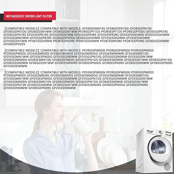 WE16X32537 Dryer Lint Filter, for GE Dryer Lint filter Replacement, for GE Dryer Lint Filter Replacement - Replaces WE16X29597 AP7205579 PS12743423 EAP12743423 PS16873779 (with Brush)