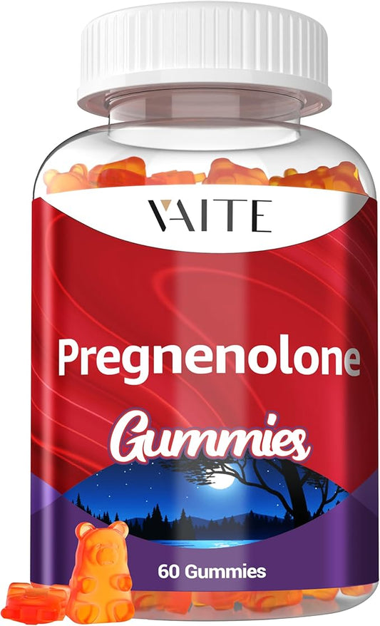 Pregnenolone Memory Supplement for Brain, Hormone Balance for Women and Men, Glycine Supplements, Happy Hormones, Non-GMO, Gluten Free, Cognitive, 60 Vegetarian Seniors and Adult Vitamin Gummies