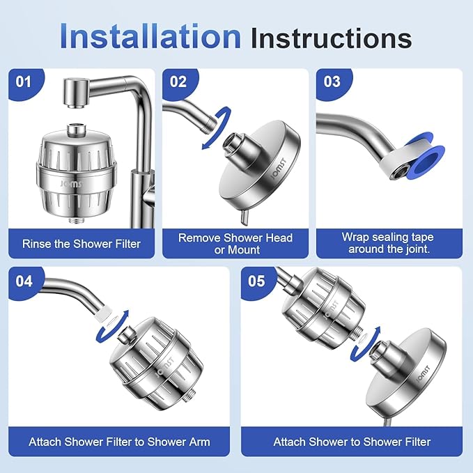 25 Plus Stages Shower Filter with 3 Cores - Maximize Shower Sediment Filtration & Reduce 97.45% Chlorine in Shower Water - For Softer Skin & Shinier Hair