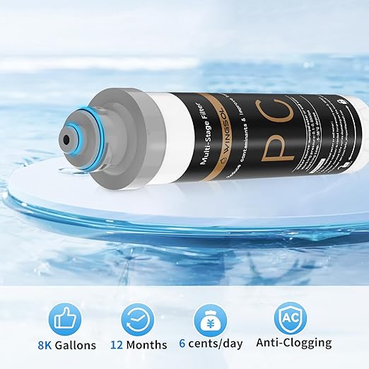 WINGSOL Under Sink Water Filter System, Anti-Clogged Design, Reduces PFAS, Lead, Chlorine, Bad Taste, Sediment, NSF/ANSI 42&53, 8K Gallons, Easy Installation Drinking Water Filter