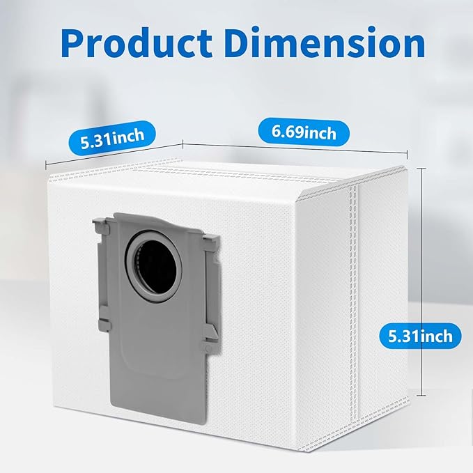 18 Packs Activated Carbon Dust Bag for Roborock S8+, S8 Pro Ultra, Q7/Q7+/Max+/Max, Q5 Max+, Q8 Max+, S7 Pro Ultra/MaxV Ultra/Max Ultra, Q5, Q5+, Q5 Pro+ Robot Vacuum, 3L Large Capacity