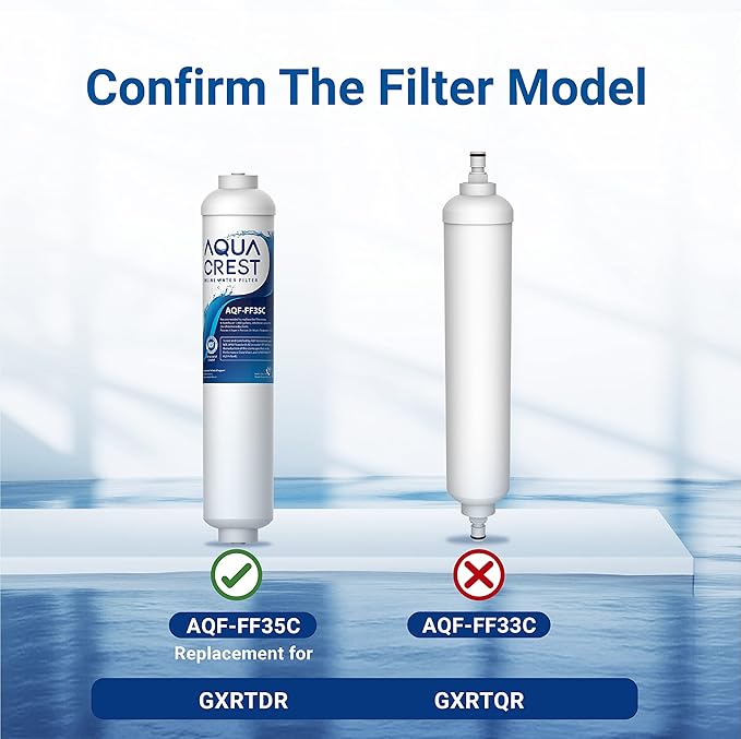 AQUA CREST GXRTDR Inline Water Filter, NSF42 Certified, Replacement for GE® GXRTDR, IC-100A, Samsung DA29-10105J, Whirlpool WHKF-IMTO, 3 Filters (Package May Vary)