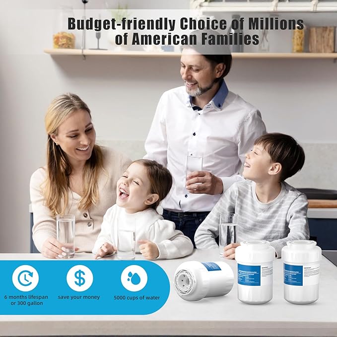 Water Filter Replacement for GE MWF SmartWater MWFP, MWFA, GWF, HDX FMG-1, HWFA, MWFINT, GWFA, GWF01, GWF06, Kenmore 46-9991, 46-9996, GF-MWF, WFC1201, AQF-FF13, RWF0600A, RWF0600AH, 3 Pack