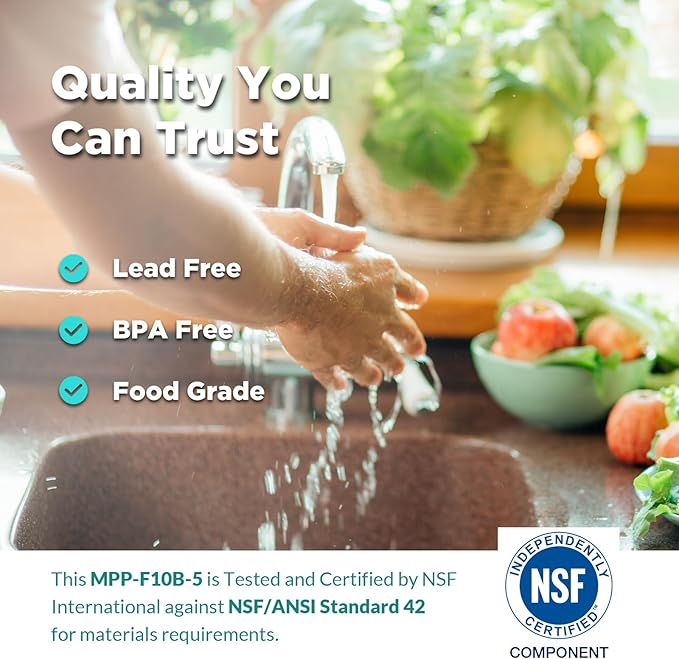 SimPure 10" x 4.5" Whole House Sediment Water Filter, 5 Micron 10" BB Water Filter Replacement Cartridge Compatible with W15-PR, HD-950A, GXWH35F, GXWH30C, FP15B, DGD-5005, GDA-7505-BB (8 Pack)