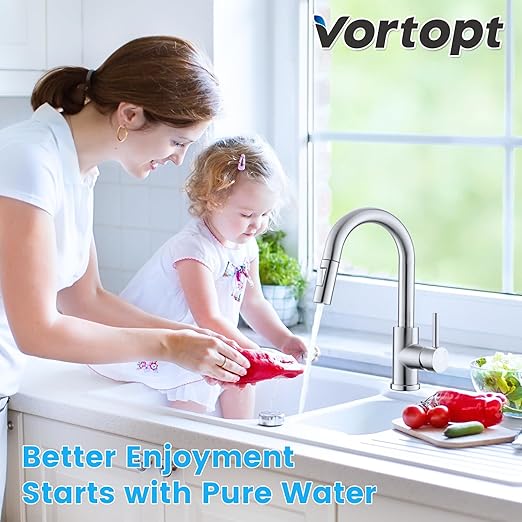 Countertop Water Filtration System - Faucet Water Filter for Sink - Water Purifier for Kitchen - Reduces Chlorine, Heavy Metals, Bad Odors - F8 - Includes 1 Filter