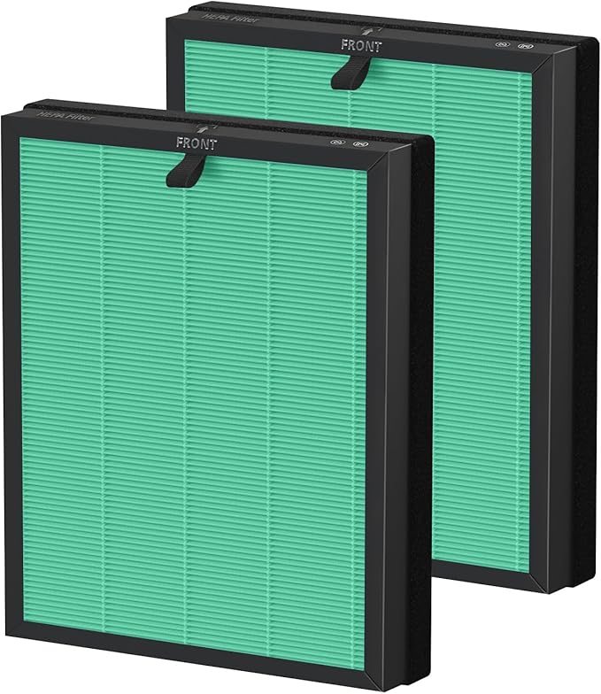 MKD05 Air Filter Replacement Compatible with AROEVE MKD05 Air Purifier, 4-in-1 High-Efficiency HEPA Filter, True HEPA Filter with Activated Carbon Filter, 2 Pack (MKD05-Green-Pet-2Pack)