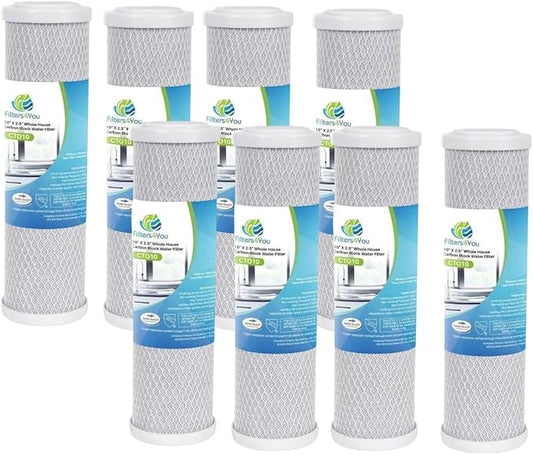CFS – 8 Pack Carbon Block Water Filter Cartridge Compatible with Hydro Life 52418 C-2471 Models – Removes Bad Taste and Odor – Whole House Replacement Filter Cartridge – 1 Micron