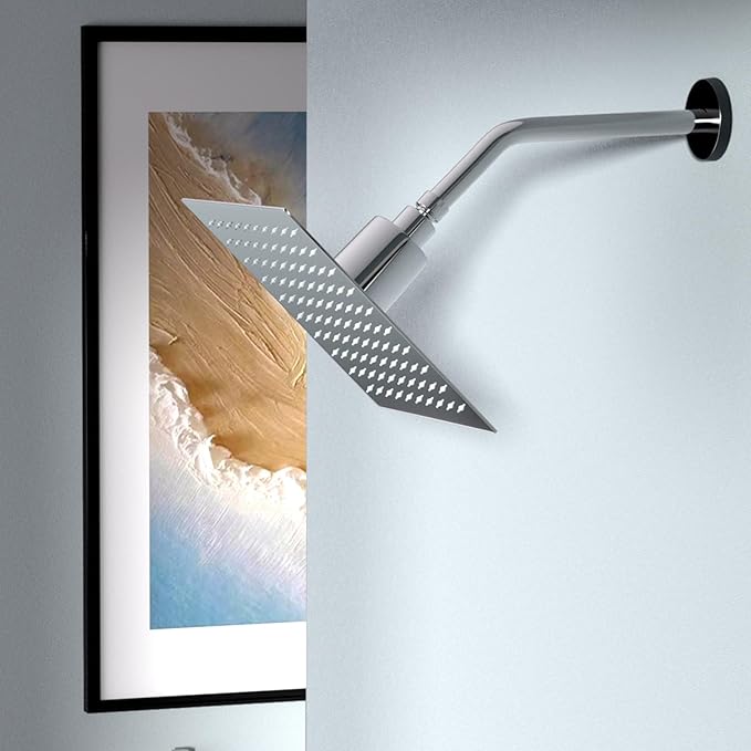 Lordear Filtered Shower Head 8 Inch Stainless Steel Square Shower Head, High Pressure Showerhead for Hard Water,Ceiling or Wall Mounted Waterfall Shower (Chrome)