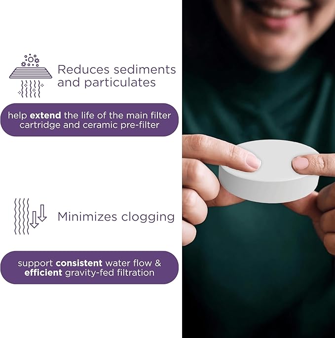 Micro Sponge Filter Replacement 1362 for Nikken Aqua Pour 1360, Durable Porous Prefilter Sponge for Gravity Water Filter System, Traps Sediment & Extends Cartridge Life of Hard Water Filters, 2 Pack