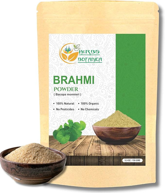 Brahmi Powder Bacopa Powder Centella Asiatica Ayurvedic Herb, Natural Hair Care, Promotes Hair Growth | 5.5 oz (150 GMS)