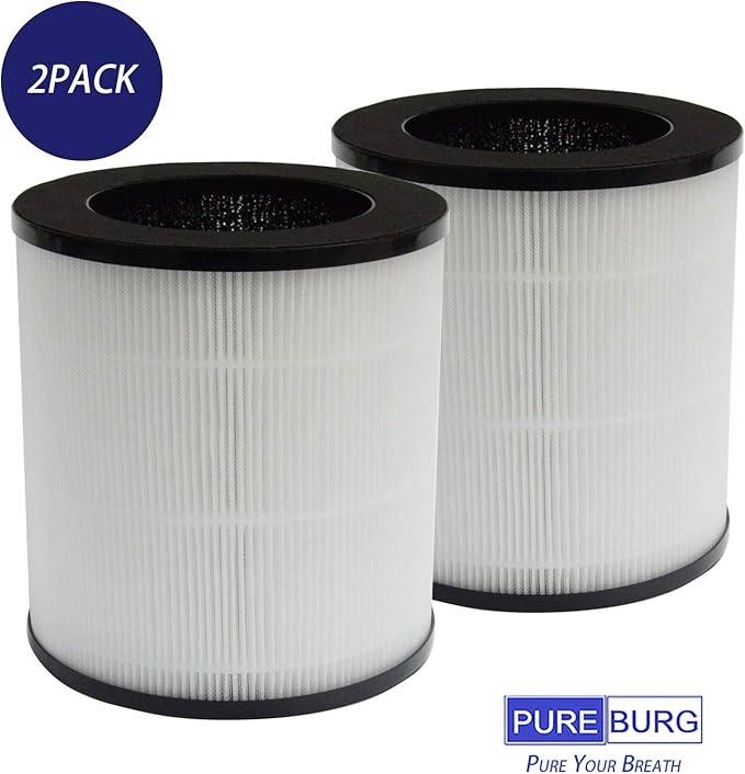 PUREBURG Replacement Filters Compatible with AZEUS C8 KJ120G-C10, Mooka C10 Air Purifier,2-Pack H13 HEPA 3-Stage Filtration Activated carbon 2-IN-1