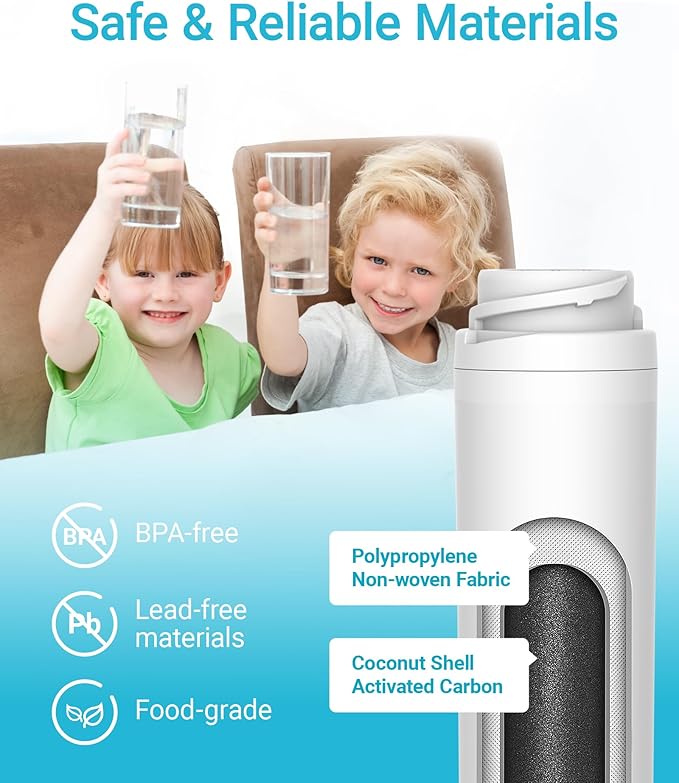 AQUA CREST GSWF Refrigerator Water Filter, Replacement for GE® GSWF Smart Water 238C2334P001, Kenmore® 46-9914, 469914, 9914, 2 Filters