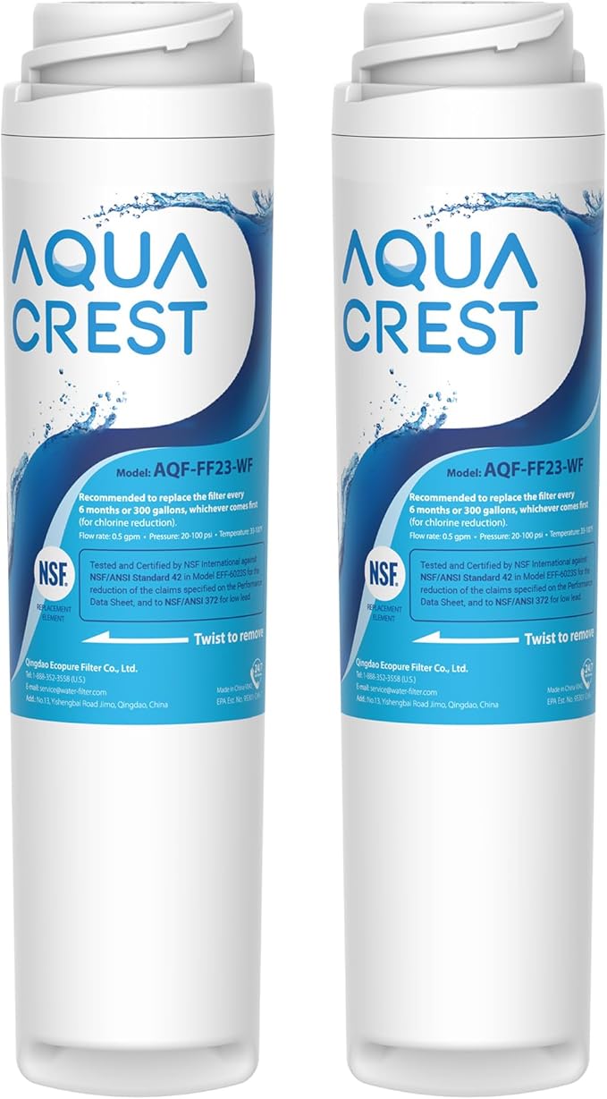 AQUA CREST GSWF Refrigerator Water Filter, Replacement for GE® GSWF Smart Water 238C2334P001, Kenmore® 46-9914, 469914, 9914, 2 Filters