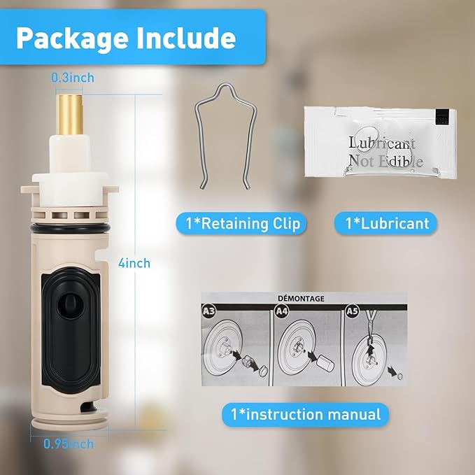 1222 Replacement Cartridge Kit for Moen One-Handle Posi Temp Faucets, Compatible with Moen Tub Shower Durable Brass & Plastic