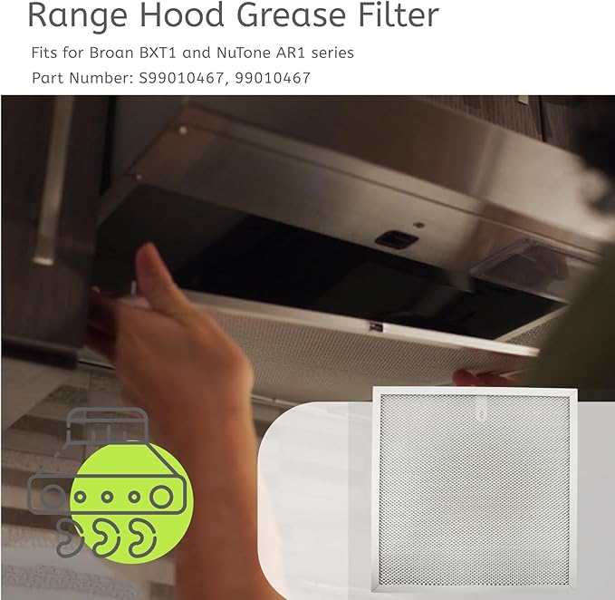 2Pcs Range Hood Grease Filter Fit for Broan BXT1 and Fit for NuTone AR1 Series Replace S99010467 99010467 5-layer Aluminum Alloy Material Grease Filter 11.5 x 11.5 x 0.38 Inch
