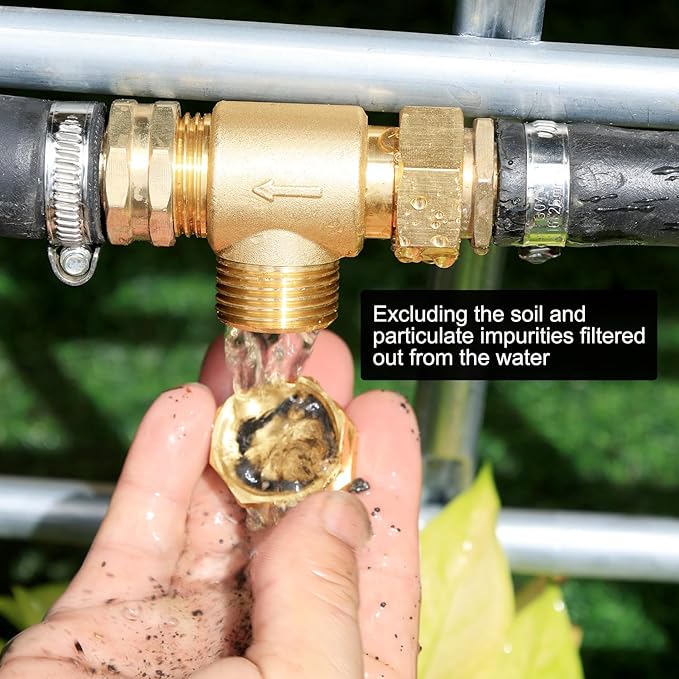 Garden Hose Filter Attachment with 100 Mesh and 40 Mesh Stainless Steel Screen,Brass Filter Pressure Washer Inlet for RV Camping Car Wash Rainwater Filtration (with Cap)