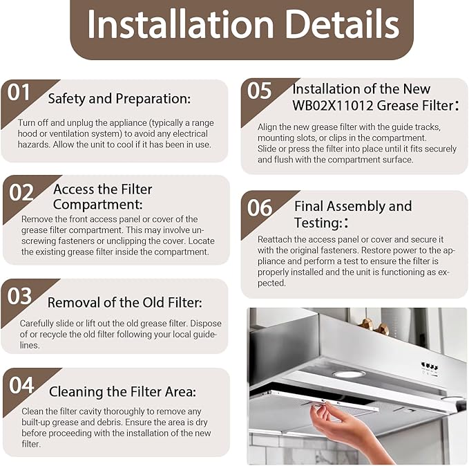 2 PCS WB02X11012 Grease Filter 17.44 x 11.6 x 0.35 inches Compatible with GE Range Hood