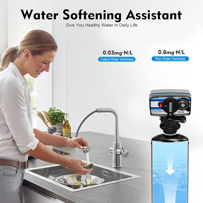Water Softener Control Valve, 5600SM Flow Type Softening Water Softener Timer Filter Control Head Valve, 110V Automatic Digital Control Valve for Water Filter Softener Resin Tank