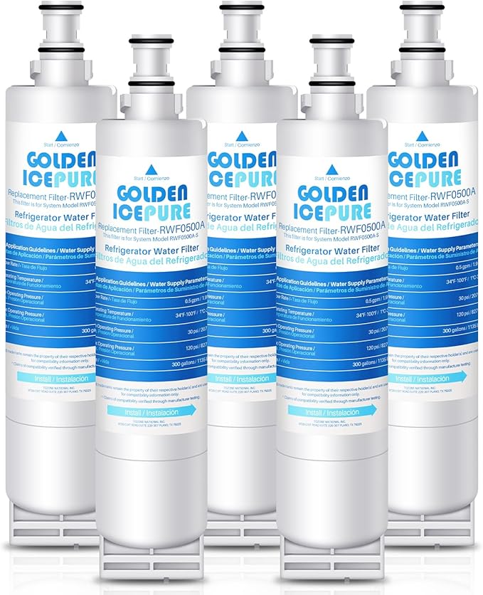 GOLDEN ICEPURE 4396508 Refrigerator Water Filter Replacement for EveryDrop Filter 5, EDR5RXD1, 4392857, 4396510, Clch100, 46-9010, NLC240V, 8212491, WF285 5PACK