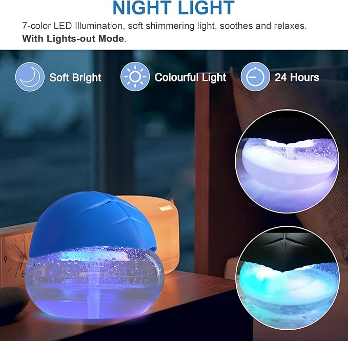 Water-Based Purifier Air Washer, Air Revitalizer & Freshener, Air Fresher with 7 LED Color Changing Light for Rooms (Blue)