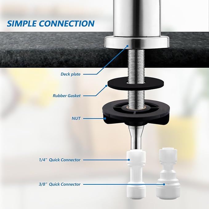 WEWE Drinking Water Faucet for Kitchen Sink, Kitchen Water Filter Faucet Stainless Steel for Reverse Osmosis or Water Filtration System Beverage Non-Air Gap RO Faucet Brushed Nickel Finish