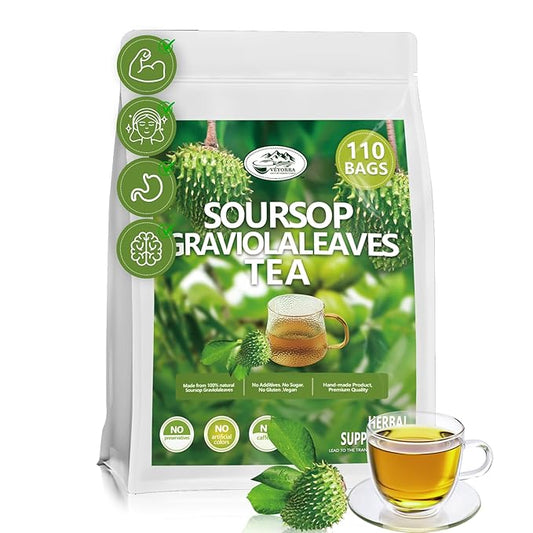Soursop Leaves Tea Bag, Pure Natural Soursop Leaf, Boosting Immune, Improving Sleep & Skin Health, Hoja Guanabana Tea（110 Bags)