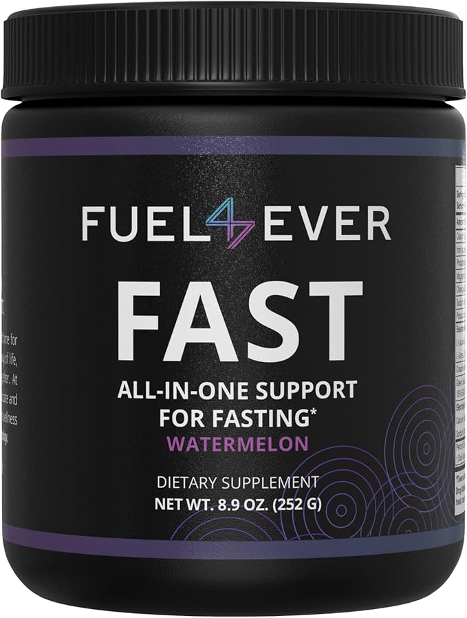 Fast Fasting Electrolyte Powder | with Creatine, Essential Amino Acids & Green Tea Extract | No Sugar, No Artificial Sweeteners or Ingredients | Watermelon Flavor 30 Servings