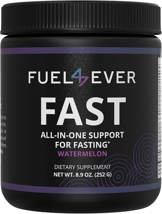 Fast Fasting Electrolyte Powder | with Creatine, Essential Amino Acids & Green Tea Extract | No Sugar, No Artificial Sweeteners or Ingredients | Watermelon Flavor 30 Servings
