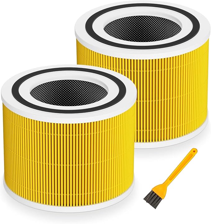 Core 300 Pet Care Replacement Filter for LEVOIT Core 300/ Core 300S/ Core 300-P/Core 300S-P Air Purifi-ers, 3-IN-1 H13 True HEPA Filter, Compared to Part# Core 300-RF, Yellow (2 Pack)