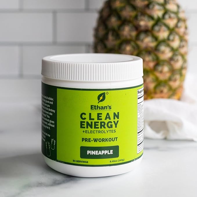 Ethan's Feel Good Pre-Workout & Hydration Drink Mix | Plant-Based Caffeine, Electrolytes, B-Vitamins - Pineapple