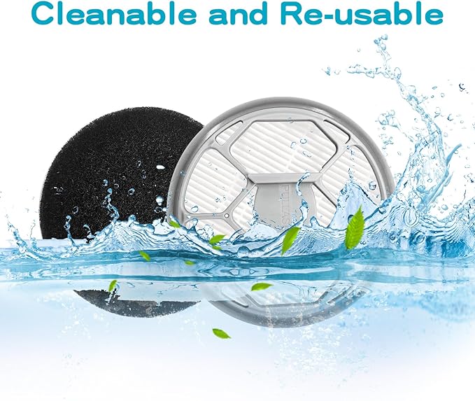 Hepa Sponge Filter Replacement Accessories Compatible with Oneisall &Afloia &Homeika Pet Grooming Kit & Vacuum (2 Hepa Filters+4 Sponges)