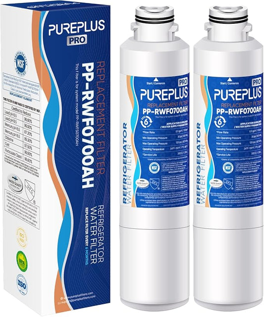 PUREPLUS DA29-00020B NSF/ANSI 53&42 Certified Replacement for SAMSUNG Fridge RF28HFEDTSR, RF263BEAESG, RF263BEAESR AA, HAF-CIN/EXP, RF28HMEDBSR/AA, RWF0700A Refrigerator Water Filter, 2PACK