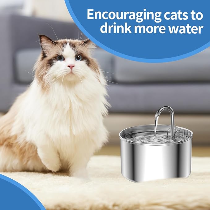 18 Pack Cat Water Fountain Filters for 108oz/3.2L & 67oz/2L Stainless Steel, Cat Fountain Filter Replacement(18 Filters & 18 Sponges)