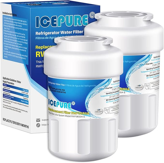 ICEPURE RWF0600A Replacement for GE MWFINT, 197D6321P006, WFC1201, GSH25JSDDSS, PSHS6PGZBESS, SGF-G9, RWF1060 Refrigerator Water Filter 2PACK