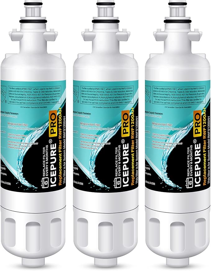 ICEPURE PRO ADQ36006101 NSF/ANSI 401 Certified Replacement for LG LT700P Kenmore Elite 46-9690 ADQ36006102 HDX FML-3 LT700PC LFX28968ST LFXS29626S RWF1052 RWF1200A Refrigerator Water Filter 3PACK