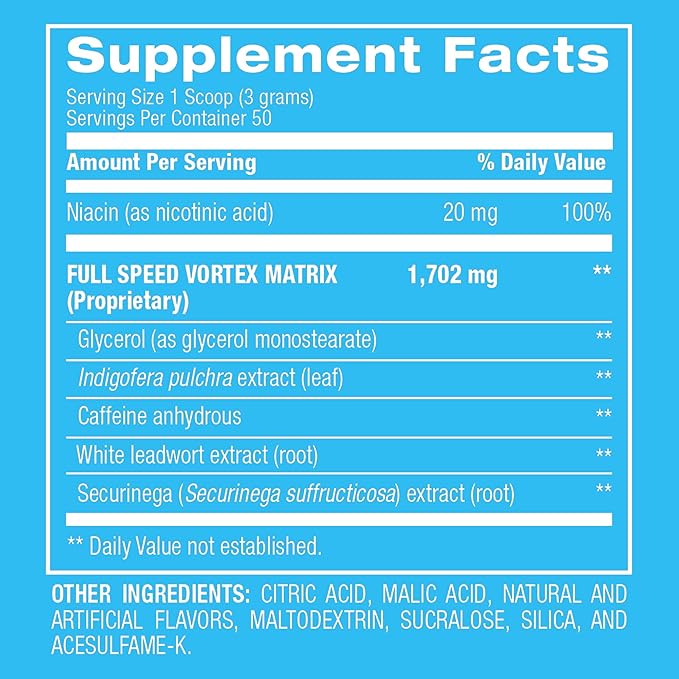 BPI Sports 1.M.R Vortex Pre Workout Powder – High Stim Preworkout for Men & Women with Glycerol, Caffeine, Niacin, and Herbal Extracts – Energy, Focus & Endurance – Power Juice – 50 Servings