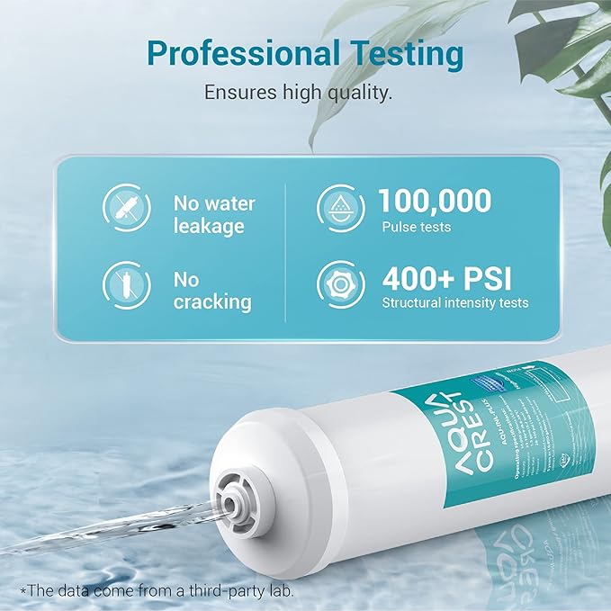 AQUACREST In-Line Water Filter for Refrigerator and Ice Maker, 5 years or 10,000 Gallons High Capacity, 1/4-Inch Direct Connect Fittings, Reduces Chlorine, Bad Taste & Odor
