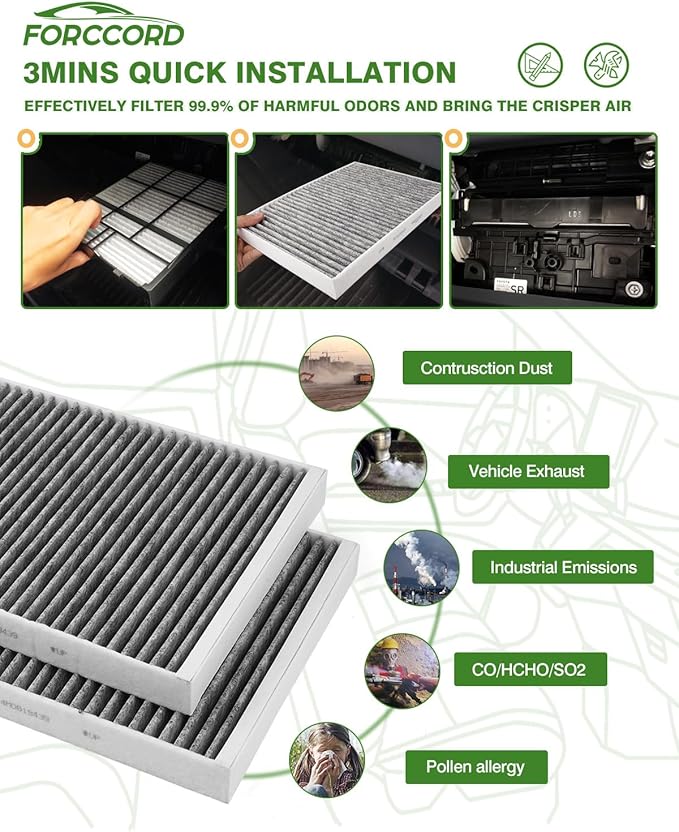 2-Pack Cabin Air Filter Fits for BMW X5 X6 X7 (2019-2025 2026); 530I 540I 530E (17-23), 740I 750I 750Li xDrive (16-22) Activated Carbon Cabin Filter Replacement 64115A1BDB6 Car Accessories