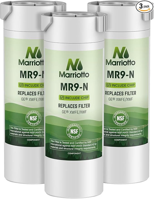 MARRIOTTO Water Filter Compatible with XWFE (Built-in CHIP), Replacement for GE XWFE, XWF Refrigerator Water Filter Pack of 3