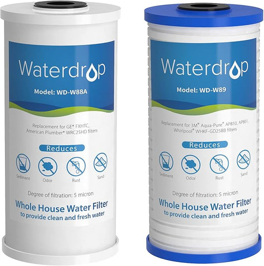 Waterdrop FXHTC AP810 10" x 4.5" Whole House Water Filter, Replacement for GE® FXHTC, 3M® Aqua-Pure AP810, Culligan® RFC-BBSA, W50PEHD, GXWH40L, GXWH35F, DuPont WFHD13001, Pentek® R50-BB