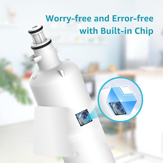 AQUA CREST Replacement for GE® RPWFE®, RPWF (with CHIP) Refrigerator Water Filter, Compatible with GYE22HMKES, GYS22GMNES, GYE22HBLTS, DFE28JSKSS, GFE28HMHES, GFE28GYNFS, 4 Filters