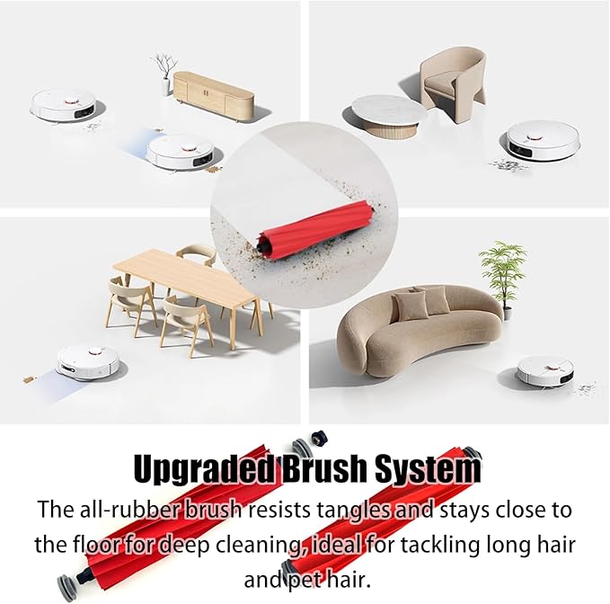 Q7 Replacement Parts Compatible with Roborock Q7 Q7+ Q7 Max Q7 Max+ Robot Vacuum Cleaner,2 Main Brush, 6 Mop Cloth Pads, 6 Side Brushes, 6 HEPA Filters,6 Dust Bag