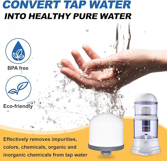 Replacement Ceramic Dome Water Filter with Coconut Shell Activated Carbon， 0.2 to 0.5 micron for Countertop Water Filter System 4PACK