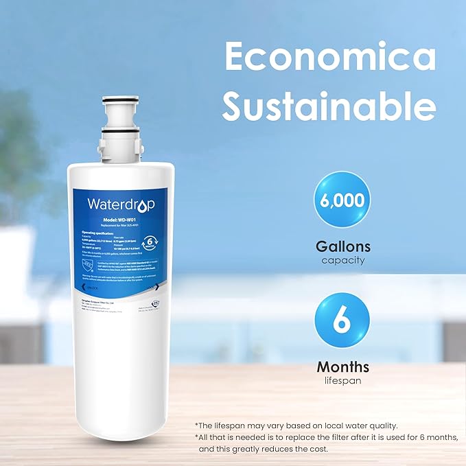 Waterdrop 3US-AF01 Undersink Water Filter, Replacement for Filtrete® 3US-AF01, 3US-AS01, Aqua-Pure AP Easy C-CS-FF, WHCF-SRC, WHCF-SUFC, WHCF-SUF, NSF/ANSI 42 Certified, Pack of 1
