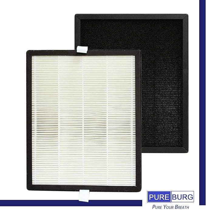 PUREBURG Replacement Filter Compatible with PARTU BS-10 Air Purifier, 2-Pack H13 HEPA Activated Carbon 2-in-1 3-Stage Filtration Air Clean Dust
