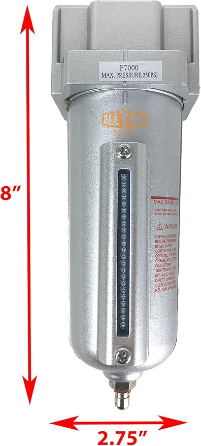 3/4" NPT HEAVY DUTY Industrial Grade Particulate Filter/Water Trap For Air Compressor Compressed Air Lines, 5u With Metal Bowl (MANUAL DRAIN)